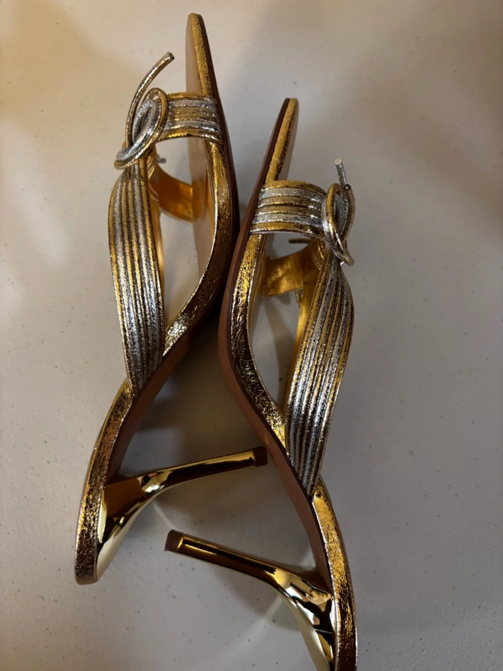 Zara gold metallic bow heeled sandals - Picture 12 of 12